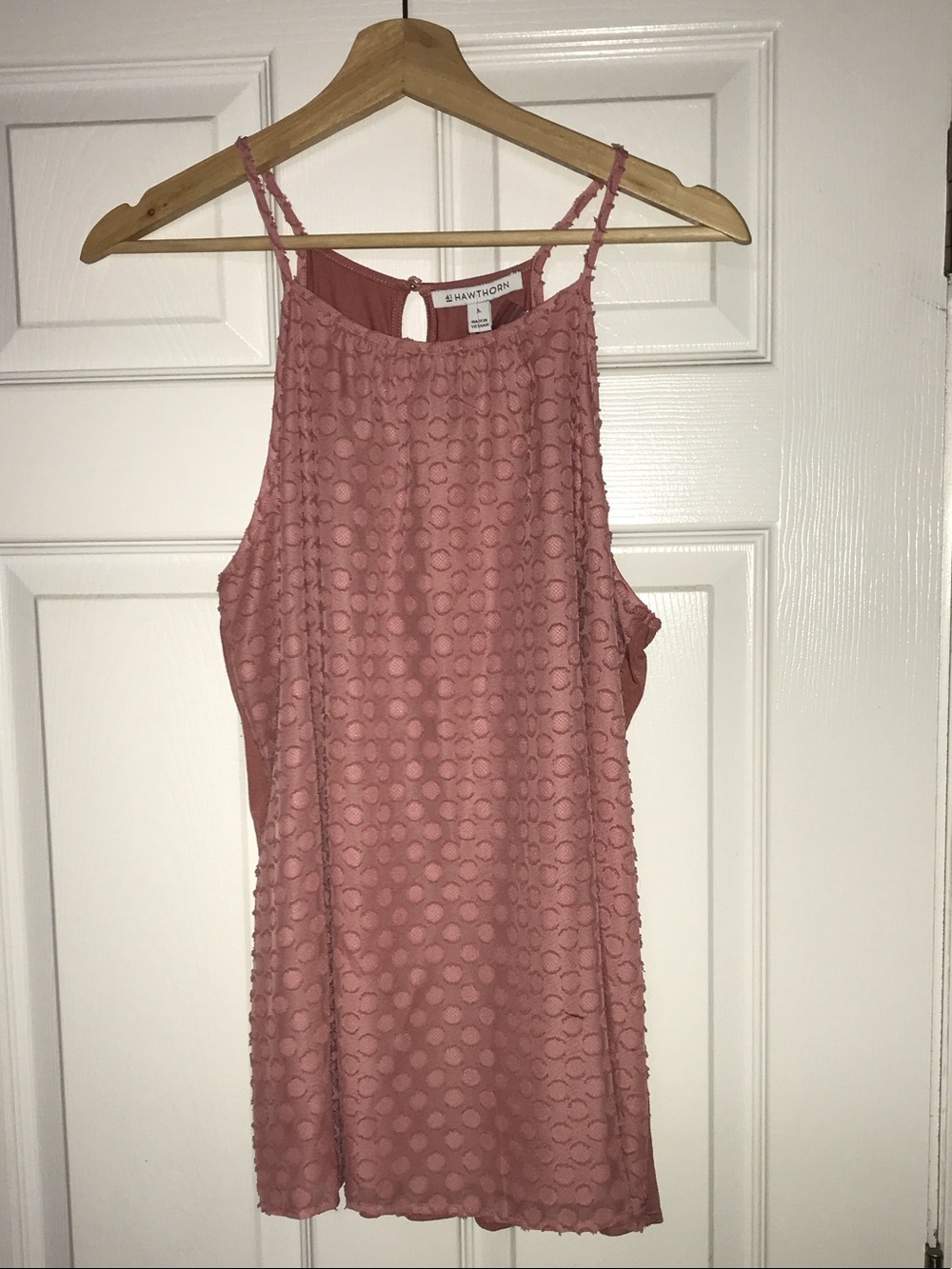 41 Hawthorn Blush Pink Textured Dot Halter Camisole